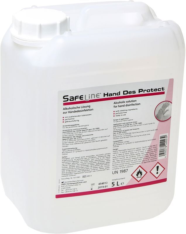 AMPRI-Hndedesinfektion, Safeline, Hand Des Protect, VE = 1 Kanister, 5 Liter