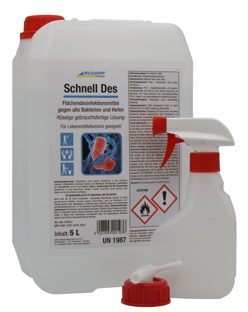 SCHOPF-Hygiene, Flchendesinfektion, Desinfetionsmittel Schnell Des 5L Kanister