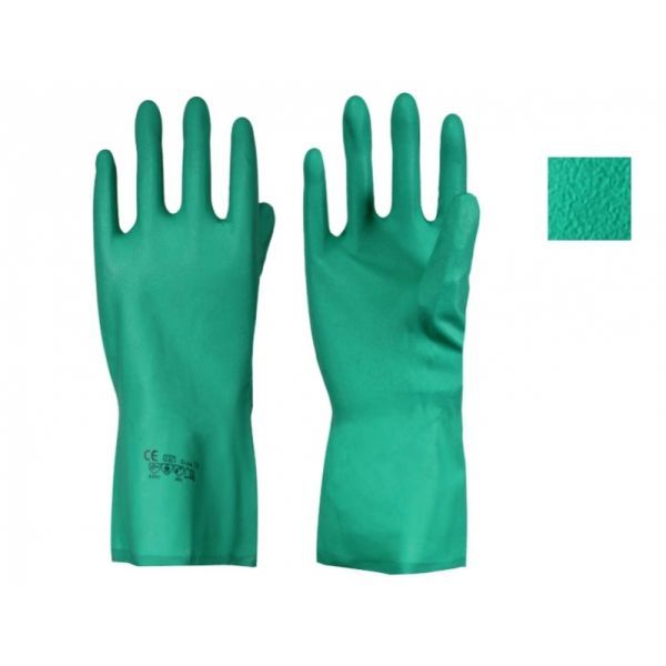 LP-Workwear, Pebbelgrip, Chemikalien-Schutz-Arbeits-Handschuhe, Nitril, velourisiert, Lnge 33 cm, grn, VE = 12 Paar