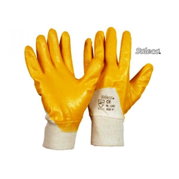 LP-Workwear, SOLECO, Nitril-Arbeits-Handschuhe, Strickbund, griffsicher und rutschfest, gelb, VE = 12 Paar