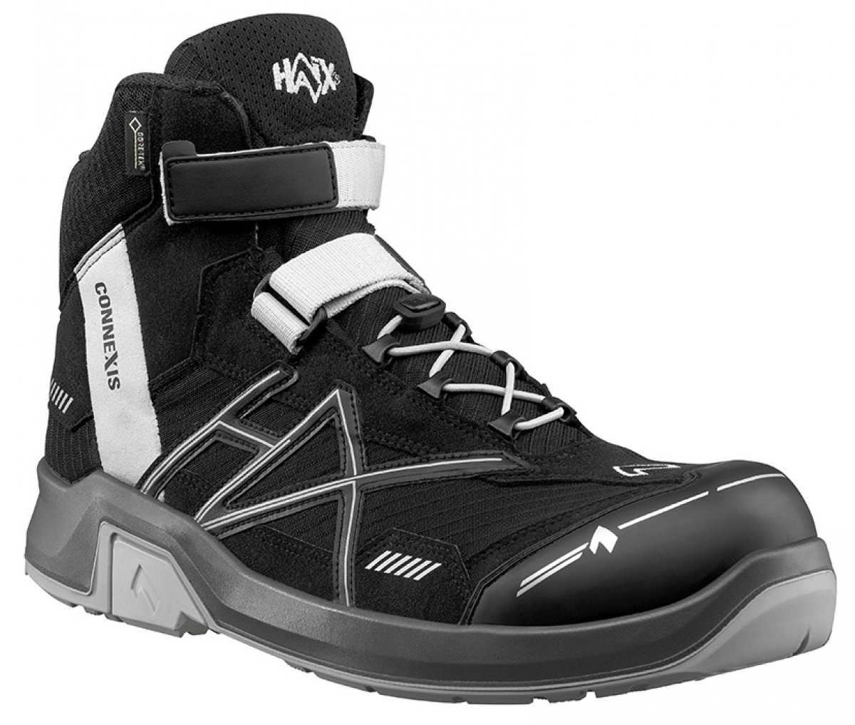 HAIX-Footwear, 630008-S3 Sicherheitsschuhe, hoch, CONNEXIS Safety GTX S3, MID BLACK/SILVER, schwarz/silber