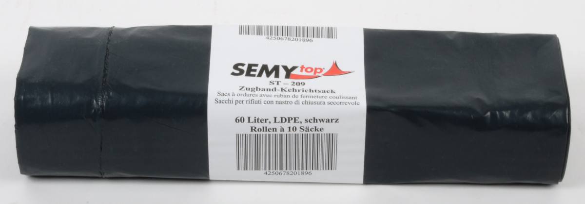 PL-Betriebsbedarf, LDPE-ZUGBAND-KEHRICHTSÄCKE, 570x850 mm, Typ 80extra, 60 ltr., ST-209, Rolle á 10 Stk., Ktn. á 24 Rollen