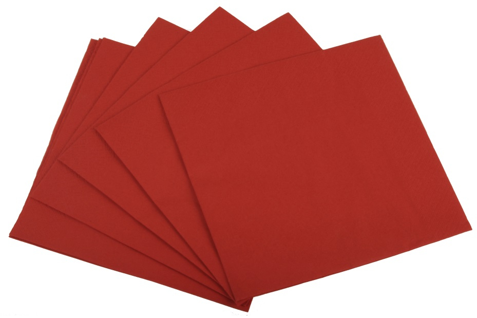 PL-Hygiene, Tafelserviette 40x40cm, 3-lg, 1/4 Falz, rot, Karton á 1000 Stück