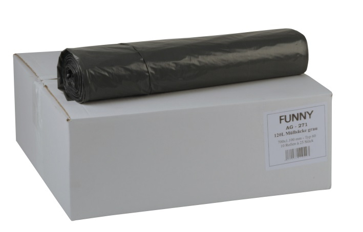 PL-Hygiene, Müllsäcke LDPE, 700x1.100mm - Typ 60, ca. 120 Liter, 10 Rollen à 25 Stück