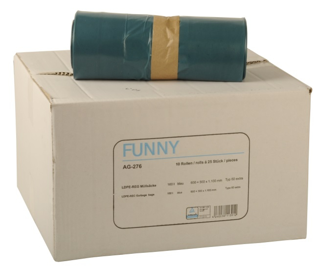 PL-Hygiene, Müllsäcke, AG-276, 160 ltr., 600 x 300 x 1100 mm, 10 Ro. á 25 Stk.