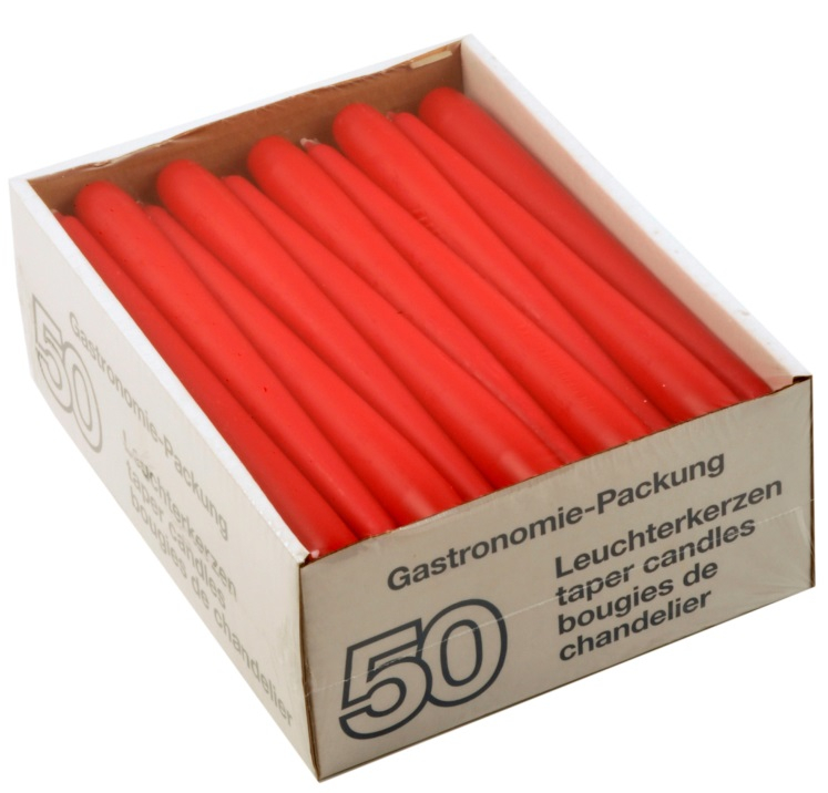 PL-Betriebsbedarf, Leuchterkerzen, 23 cm, 7,5 - 8 Stunden Brenndauer, 200 Stück, burgund