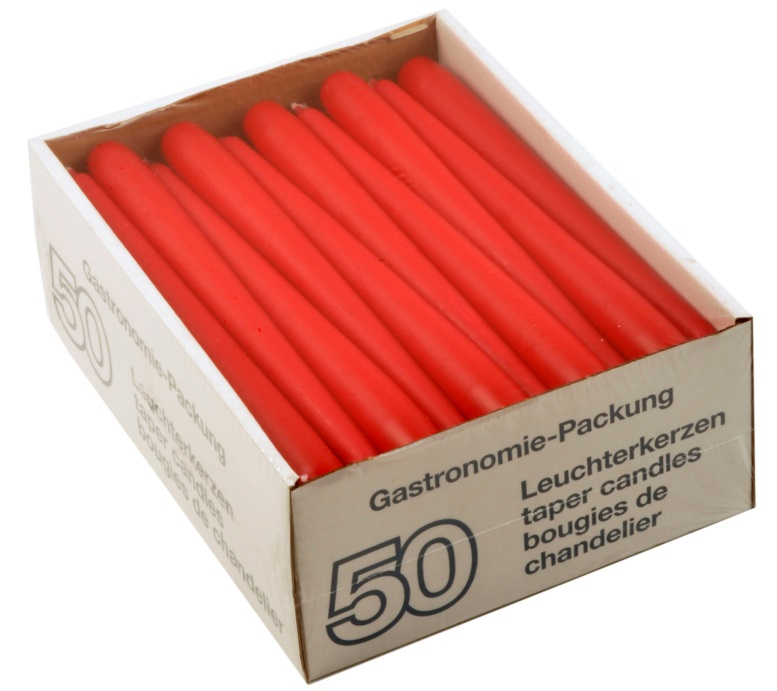 PL-Betriebsbedarf, Leuchterkerzen, 23 cm, 7,5 - 8 Stunden Brenndauer, 200 Stück, rot