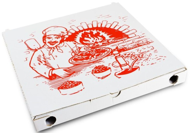 PL-Betriebsbedarf, Pizzakarton, Papier, neutrales Motiv, 1-farbiger Druck, 3 cm hoch, Größe: 24 cm, weiß, 200 Stück