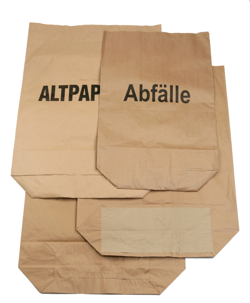 PL-Hygiene, Papiermüllsäcke, 70 ltr., 2-lagig, 550x850x200 mm, Druck: `Abfälle`, Bündel á 25 Stk.
