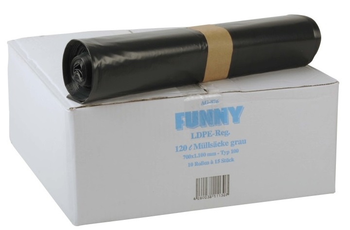 PL-Hygiene, MÜLLSÄCKE, 700 x 1.100mm - Typ 100, 10 Rollen à 15 Stück, 120 Liter