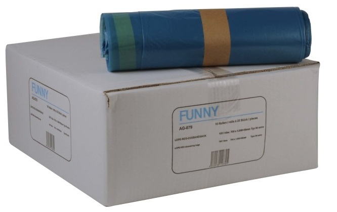 PL-Hygiene, LDPE-Zugbandsäcke, 120 ltr., 700x1000x50, T 60, extra, Ktn. á 250 Stk.