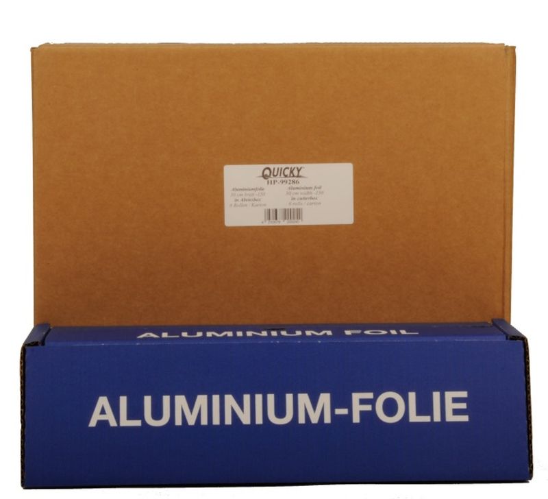 PL-Betriebsbedarf, Aluminiumfolie, Aluminium, 29 cm breit, Typ 150 in Cutterbox, 6 Rollen