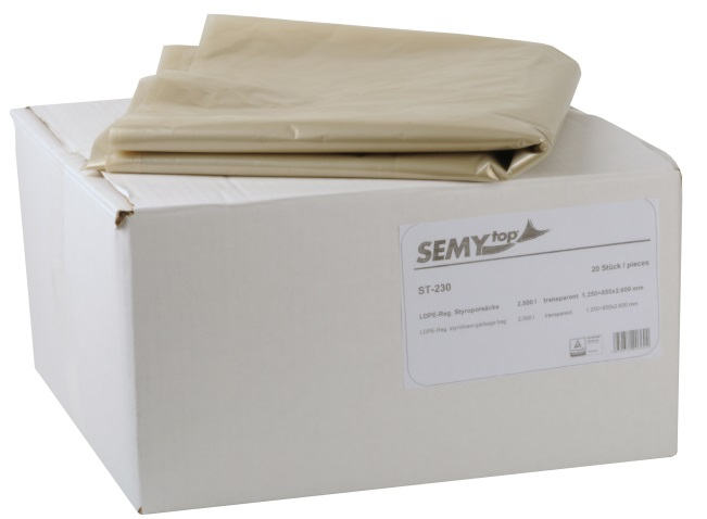 PL-Hygiene, Styroporsäcke, LDPE, ca. 2500 ltr., 1250+850 x 2600 mm, Typ 100, 20 Stück, transparent