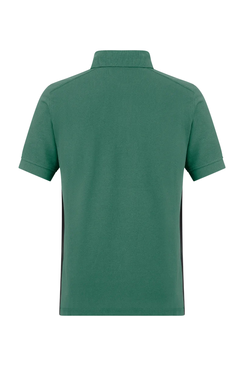 Pionier-Poloshirt mit Kontrast, Mittelgrün/Schwarz