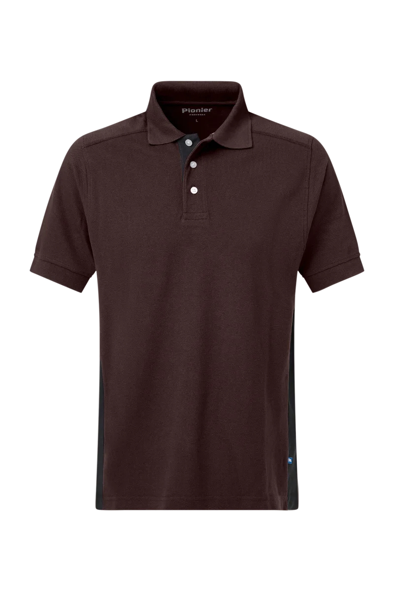 Pionier-Poloshirt mit Kontrast, Coffee Bean/Schwarz