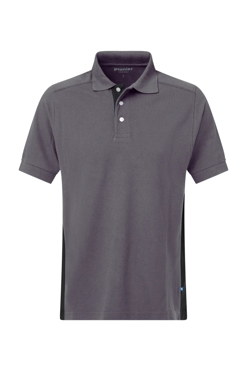 Pionier-Poloshirt mit Kontrast, Dunkelgrau/Schwarz