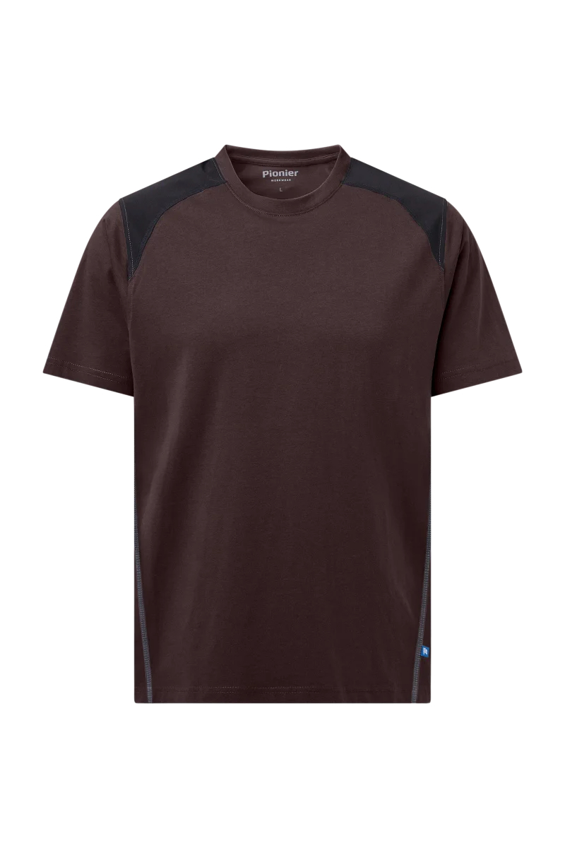 Pionier-T-Shirt mit Kontrast , Coffee Bean/Schwarz