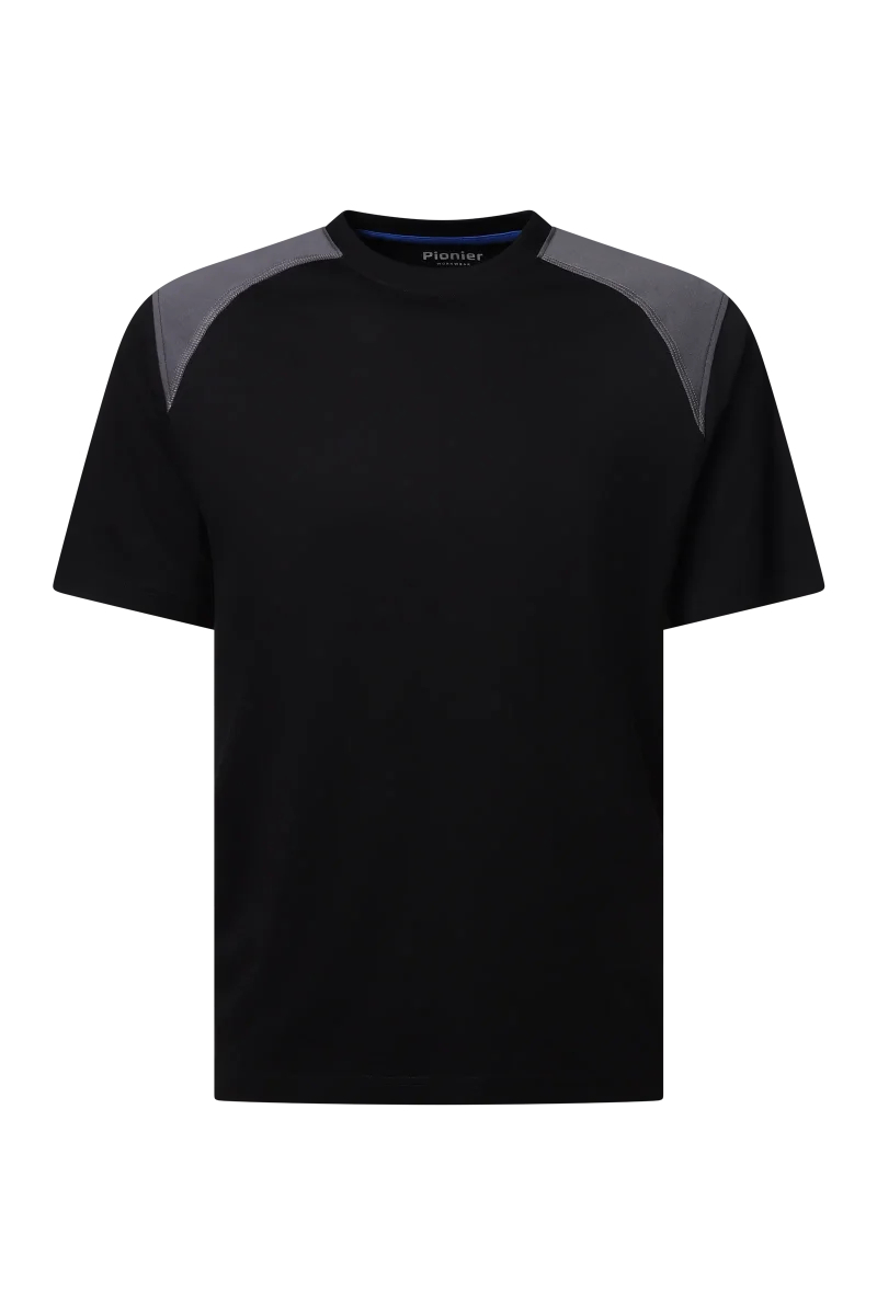 Pionier-T-Shirt mit Kontrast , Schwarz/Dunkelgrau