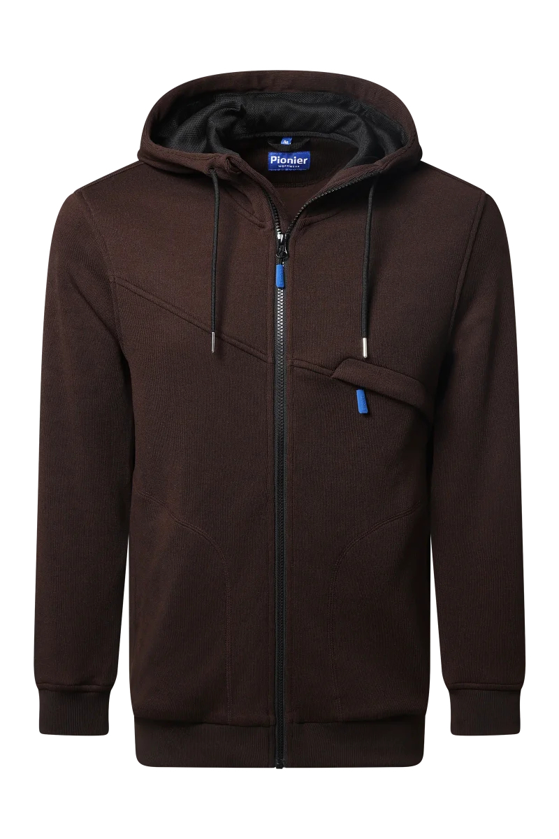 Pionier-Full Zip Hoodie, Coffee Bean