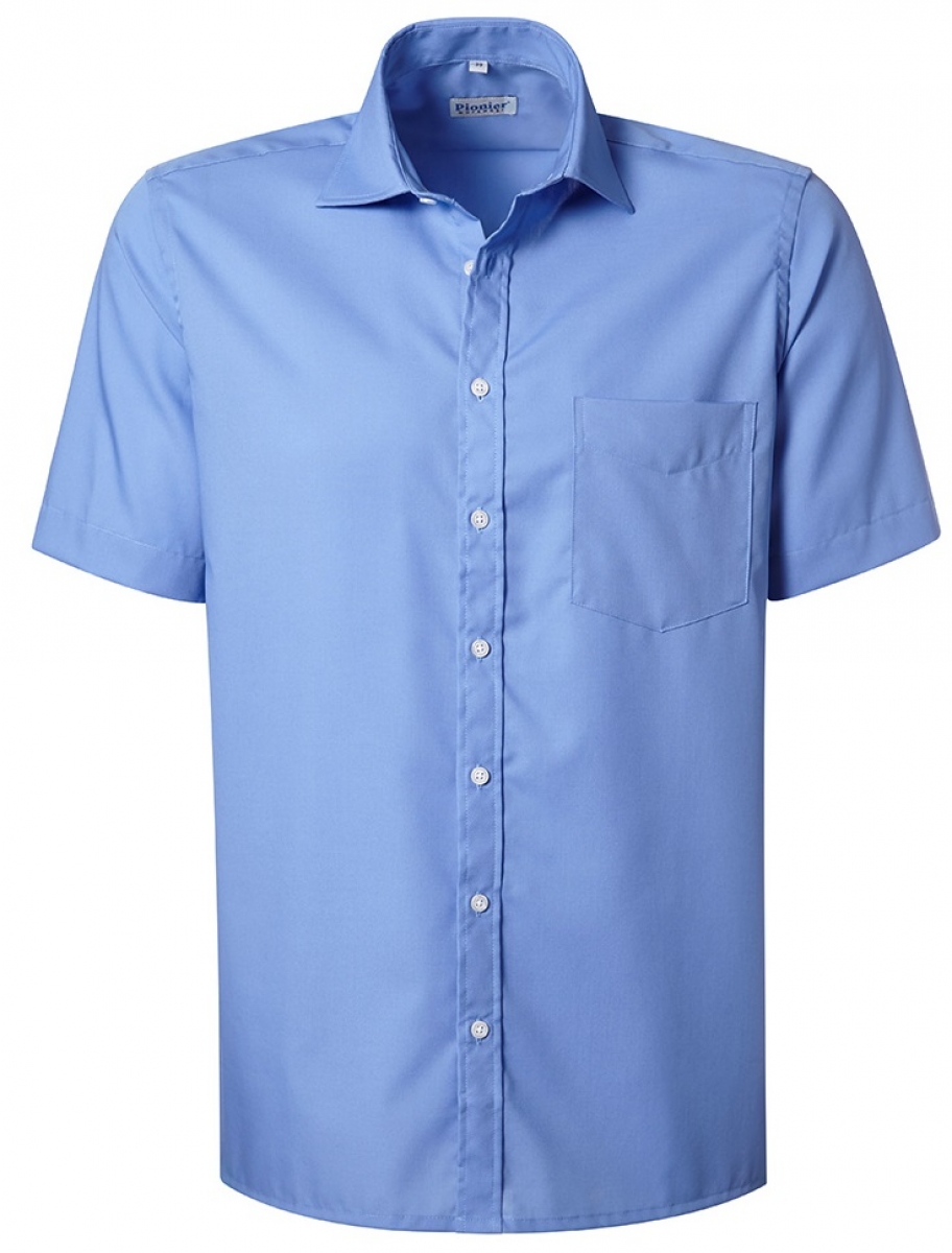 PIONIER-Workwear, Herrenhemd, Kent-Kragen, 1/2 Arm, BUSINESS FASHION, knigsblau