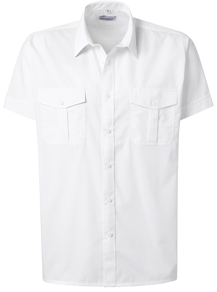 PIONIER-Workwear, Pilot-Hemd, Kent-Kragen, 1/2 Arm, BUSINESS FASHION, weiss
