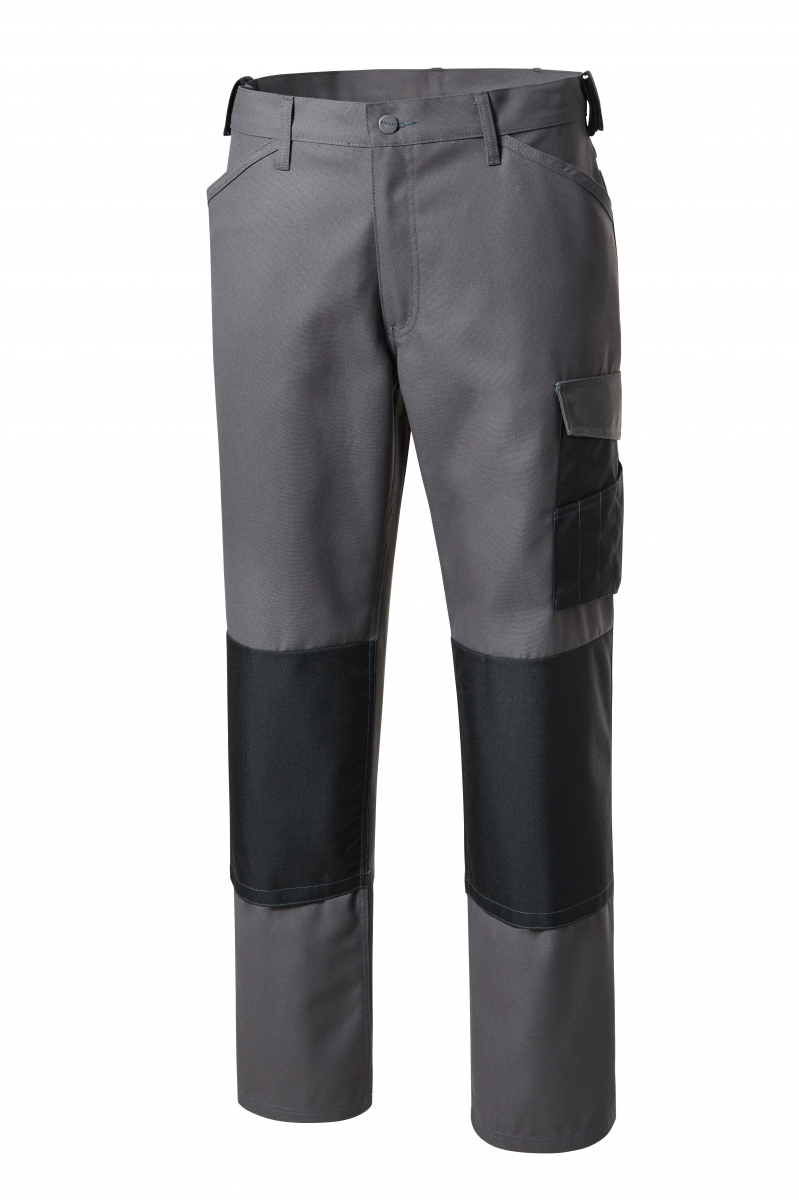 PIONIER-Workwear, Arbeits-Berufs-Bund-Hose, CANVAS BLACKLINE, ca. 310g/m², grau/schwarz