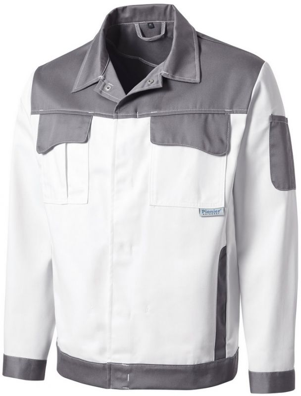 PIONER-Workwear, Arbeits-Berufs-Bund-Jacke, COLOR WAVE, ca. 300g/m, wei/grau