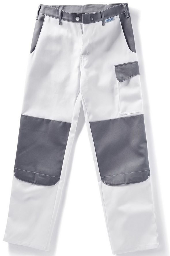 PIONIER-Workwear, Arbeits-Berufs-Bund-Hose, COLOR WAVE, ca. 300g/m², weiß/grau