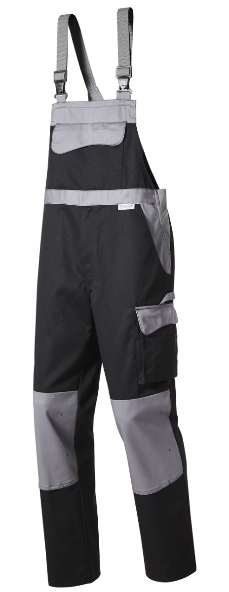 PIONIER-Workwear, Latzhose, schwarz/grau