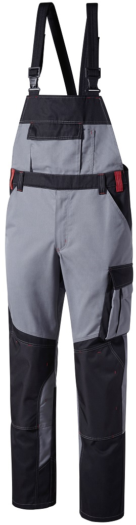 PIONIER-Workwear, Latzhose-Concept, ca. 245g/m², schwarz/grau