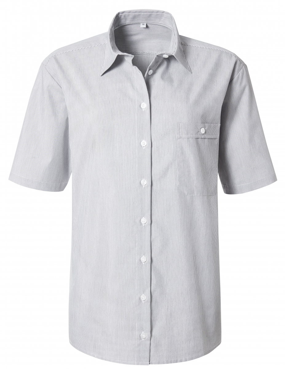 PIONIER-Workwear, Damenbluse, 1/2 Arm, BUSINESS, grau/weiß feingestreift