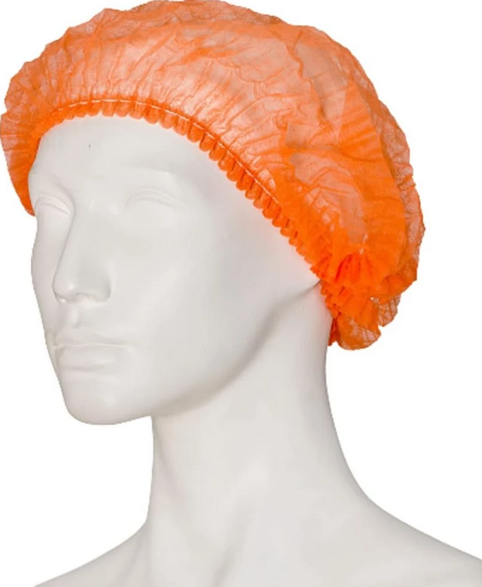 WIROS-Einweg-Vlies-Hauben, Einmalhauben, Clip, Pkg. á 100 Stück, VE = 1000 Stück, orange