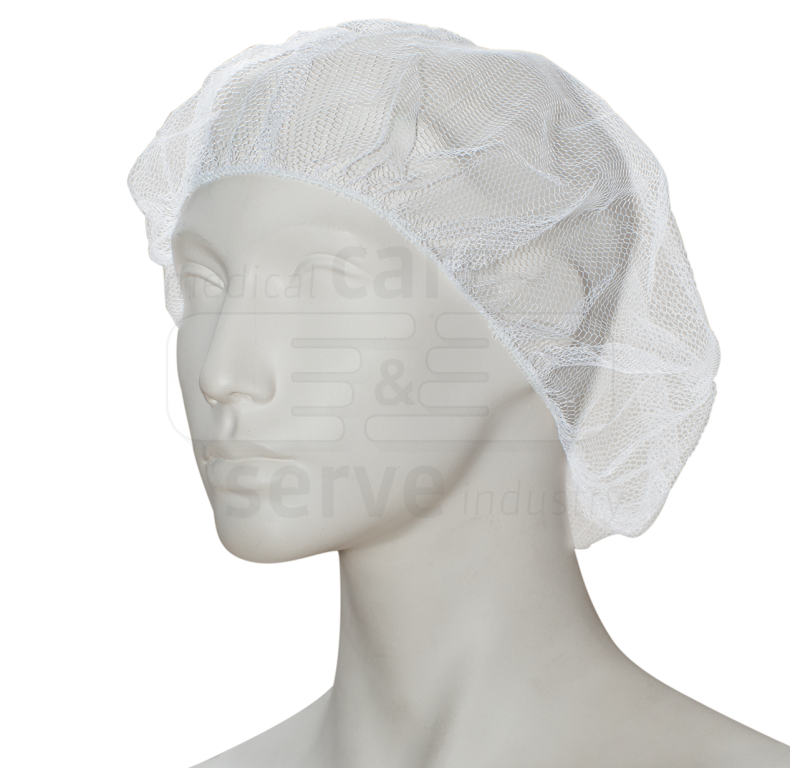 WIROS-Einweg-Nylon-Netzhauben, Einmalhauben, Barett, Pkg. á 100 Stück, VE = 2000 Stück, weiß