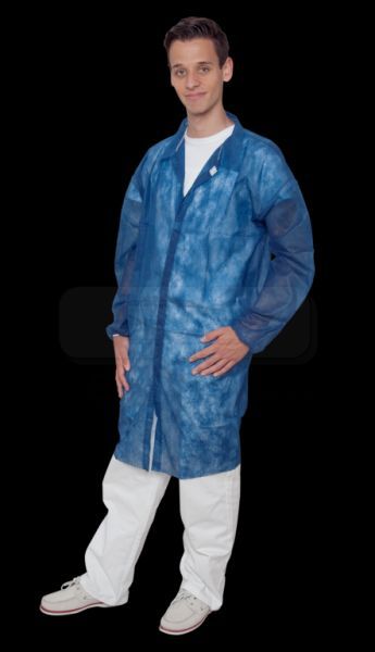 WIROS-Jobwear, Einweg-Vlies-Mantel, Einmal-Kittel, Druckknpfe, 0 g/m, 145 x 115 cm, VE = 50 Stck, dunkelblau