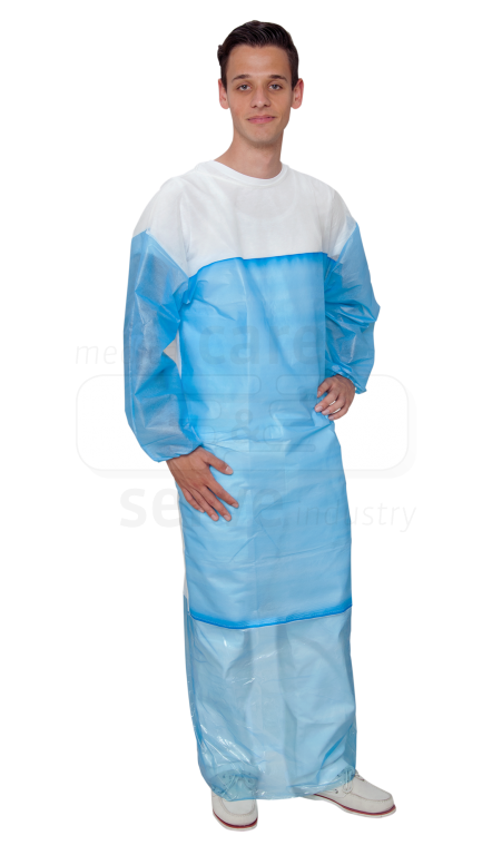 WIROS-Jobwear, Einweg-Vlies-Kittel, Einmal-Mantel, Schutzkittel, PE Laminierung, 168 x 149 cm, Pkg á 10, VE = 100 Stück, weiß