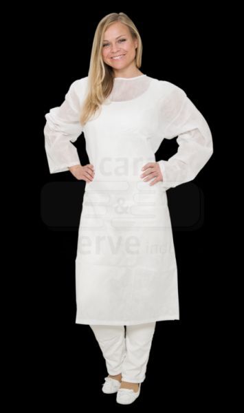 WIROS-Jobwear, Einweg-Vlies-Patienten-Hemd, Einmalhemd, Bnder im Nacken, 45 g/m, 150 x 120 cm, VE = 50 Stck, wei