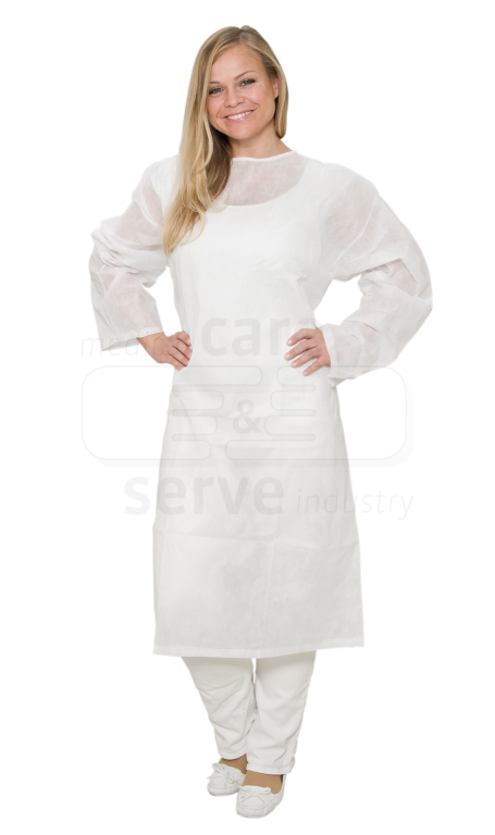 WIROS-Jobwear, Einweg-Vlies-Patienten-Hemd, Einmalhemd, Bänder im Nacken, 45 g/m², 150 x 120 cm, VE = 50 Stück, weiß