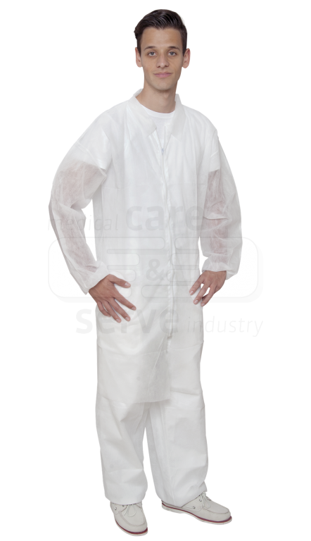 WIROS-Jobwear, Einweg-Vlies-Jacke, Einmaljacke, lang, Bänder im Nacken, 30 g/m², 145 x 115 cm, VE = 50 Stück, weiß