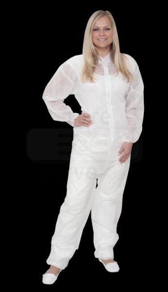 WIROS-Jobwear, Einweg-Vlies Overall, Einmal-Schutz-Anzug, 32 g/m, 130 x 171 cm, VE = 50 Stck, wei