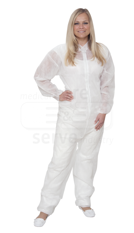 WIROS-Jobwear, Einweg-Vlies Overall, Einmal-Schutz-Anzug, 32 g/m², 150 x 183 cm, VE = 50 Stück, weiß