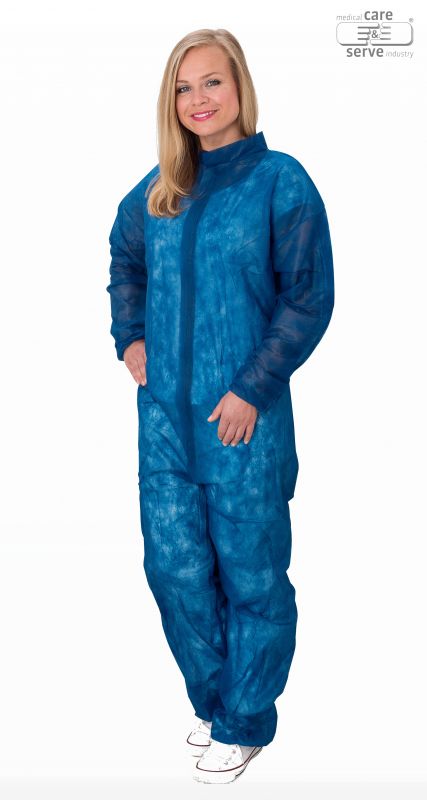 WIROS-Jobwear, Einweg-Vlies Overall, Einmal-Schutz-Anzug, 32 g/m, 130 x 171 cm, VE = 50 Stck, dunkelblau