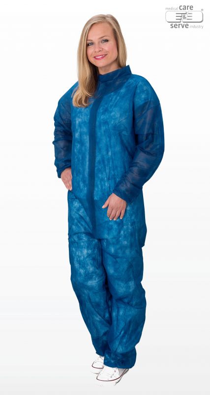 WIROS-Jobwear, Einweg-Vlies Overall, Einmal-Schutz-Anzug, 32 g/m, 140 x 178 cm, VE = 50 Stck, dunkelblau