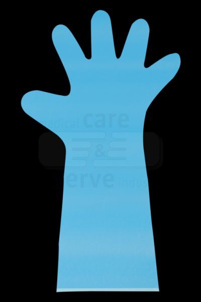 WIROS-Hand-Schutz, Einweg-PE Einmal-Handschuhe, glatt, extra lang, extra stark,  0,03 mm, 50 cm, blau, Pkg  100 Stck, VE = 20 Pkg.