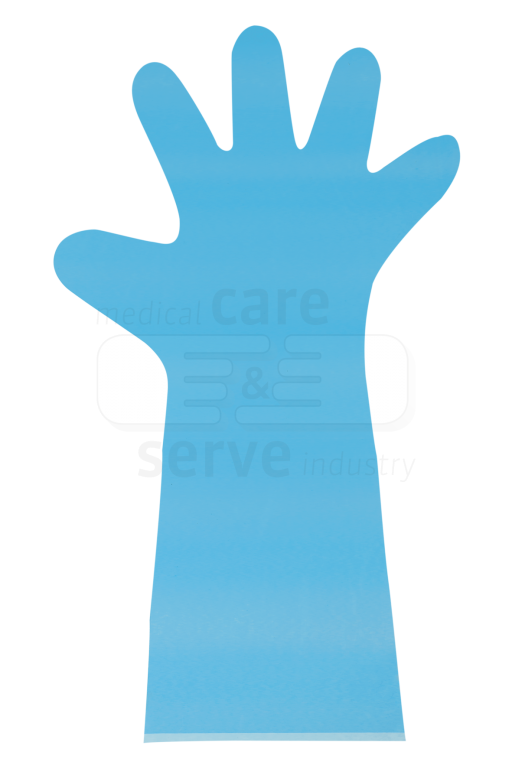 WIROS-Hand-Schutz, Einweg-PE Einmal-Handschuhe, glatt, extra lang, extra stark, 0,03 mm, 50 cm, blau, Pkg á 100 Stück, VE = 20 Pkg.