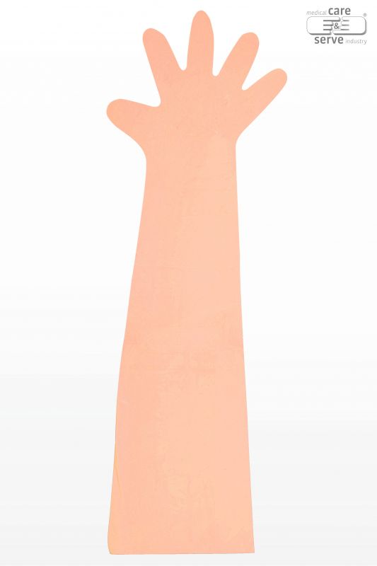 WIROS-Hand-Schutz, Einweg-PE Veterinr-Einmal-Handschuhe, glatt, extra weich,  0,028 mm, 90 cm, orange, Pkg  50 Stck, VE = 40 Pkg.