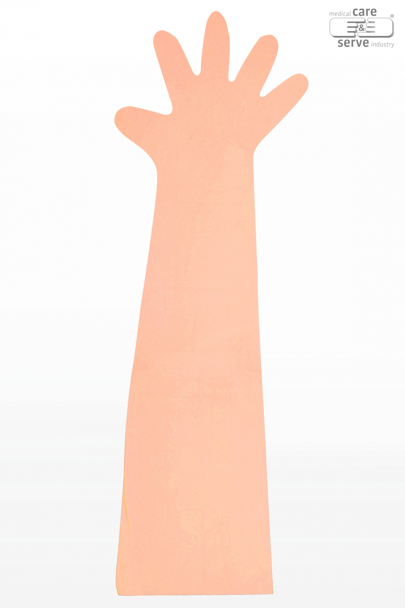 WIROS-Hand-Schutz, Einweg-PE Veterinär-Einmal-Handschuhe, glatt, extra weich, 0,028 mm, 90 cm, orange, Pkg á 50 Stück, VE = 40 Pkg.