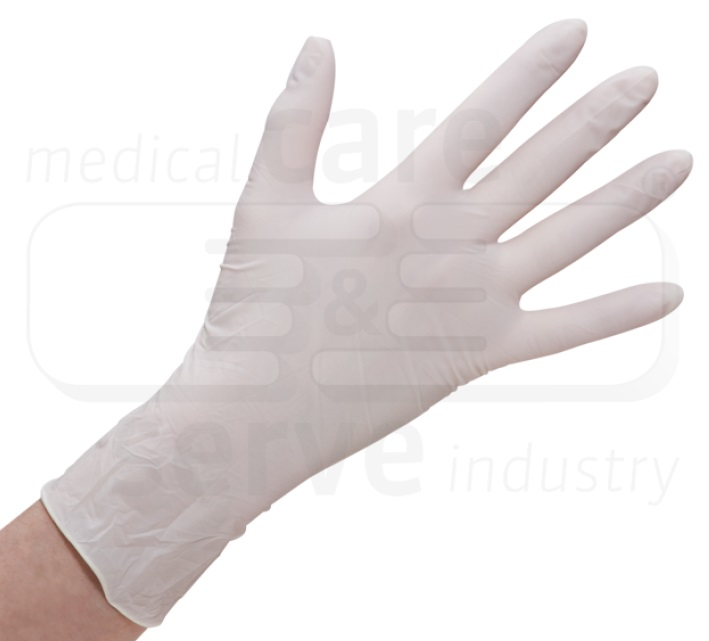 WIROS-Hand-Schutz, Einweg-Latex Handschuhe, gepudert, glatt, Spenderbox, transparent, Pkg  100 Stck, VE = 1 Pkg.