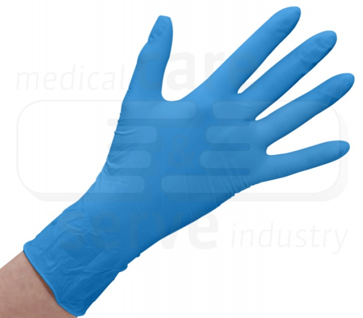 WIROS-Hand-Schutz, Einweg-Latex Handschuhe, gepudert, glatt, Spenderbox, blau, Pkg á 100 Stück, VE = 1 Pkg.