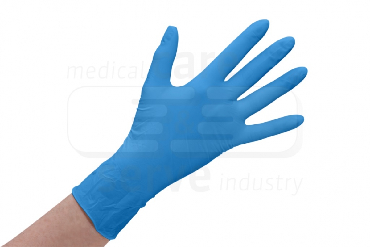 WIROS-Hand-Schutz, Einweg-Latex Handschuhe, gepudert, glatt, Spenderbox, blau, Pkg  100 Stck, VE = 1 Pkg.