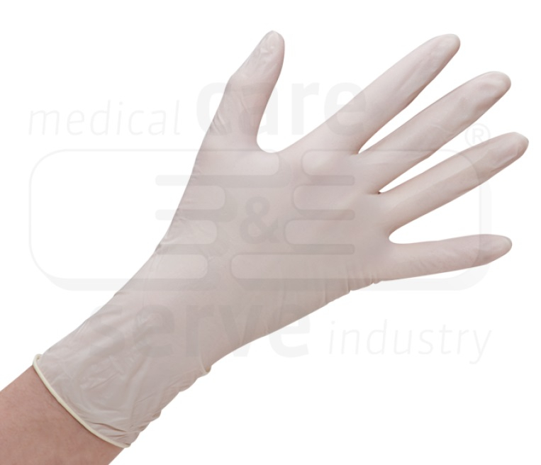 WIROS-Hand-Schutz, Einweg-Latex Handschuhe, Grip Plus, puderfrei, Spenderbox, naturweiß, Pkg á 100 Stück, VE = 10 Pkg.